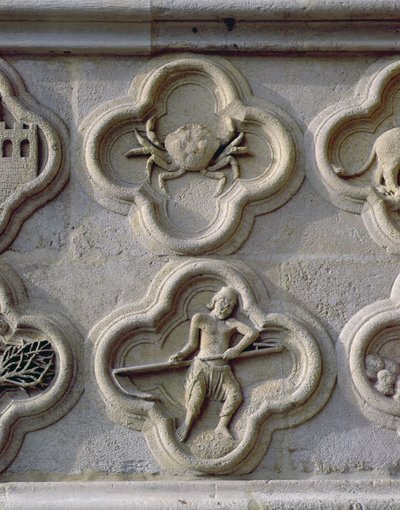 Čtyřlístky zobrazující Raka a června, kolem roku 1220 od French School