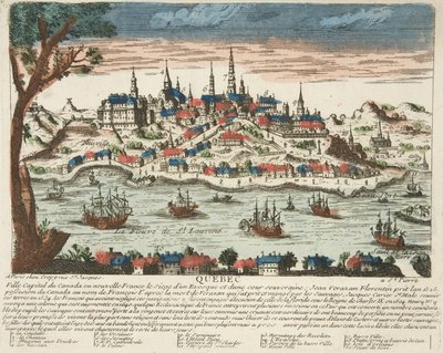 Quebec, hospoda. C. 1650 (ručně kolorovaná rytina) od French School