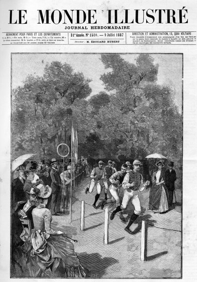 Závod závodního klubu v Bois de Boulogne v roce 1887. od French School