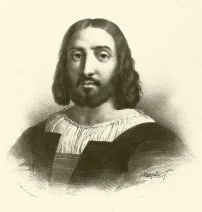 Raffaello Sanzio da Urbino, známý jako Raphael, portrét (rytina) od French School