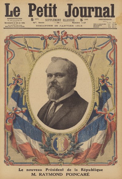 Raymond Poincare, nový prezident Francouzské republiky (barva lito) od French School