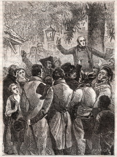 Čtení brožury Louise Marie de Lahaye de Cormenin (1788-1868) v roce 1838 (Tres-humbles remonstrance Timona o odškodnění nového druhu, o kterém se občanský seznam předstírá, že stanoví mezi čtyřmi miliony, které dluží Tresorovi, a čtyřmi mlýn od French School