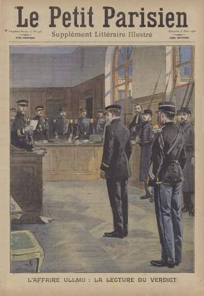 Čtení verdiktu v procesu s velezradou Charlese Benjamina Ullma (barevné lito) od French School