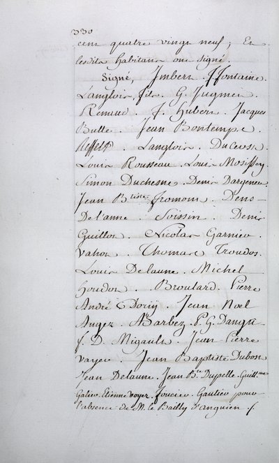 Rejstřík stížností farnosti Taverny, strana 330 s podpisy, duben 1789 od French School