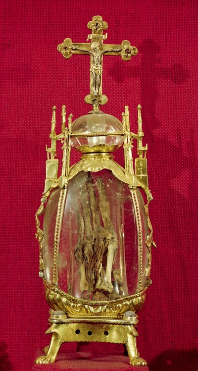 Relikviář obsahující ruku sv. Attalia (asi 697-741) 12.-15. století (měď, zlacené stříbro a křišťál) od French School