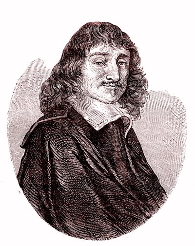 René Descartes , francouzský fyzik, matematik, filozof. 1865 (rytina) od French School