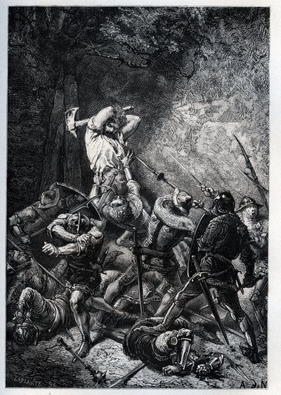 Representation du Grand Ferre (nebo Ferret) (asi 1330-asi 1358) picardský hrdina stoleté války“ (Stoletá válka: Portrét francouzského hrdiny Big Ferre) - rytina z „“ L