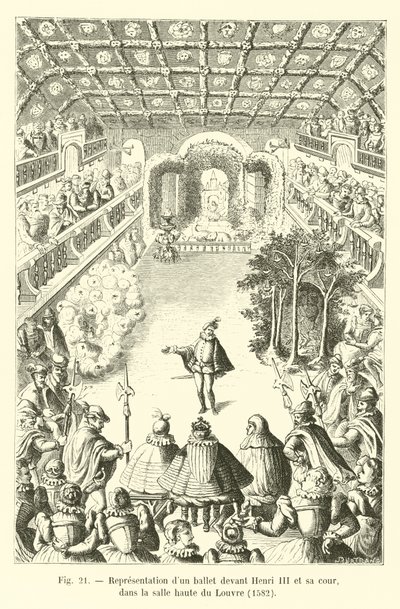 Zastoupení baletu před Jindřichem III a jeho dvorem, v horní místnosti Louvru, 1582 od French School