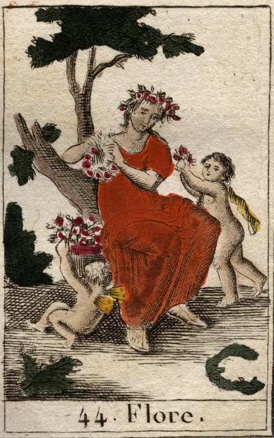 Znázornění Flory (Flora), bohyně květin. (Flóra, bohyně květin a období jara) Z „Mythologie de la jeunesse“ od Pierra Blancharda 1803. od French School
