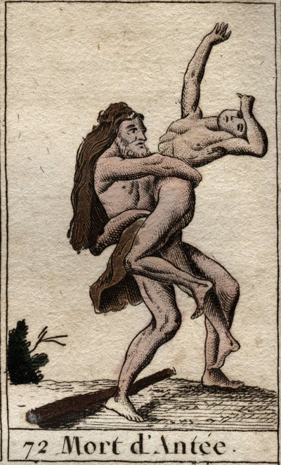 Znázornění Herkula Terrassanta Anteho, krále Libye (Héraklés (Herkules) zabíjející Antaea medvědím objetím) Z „Mytologie mládí“ od Pierra Blancharda 1803. od French School