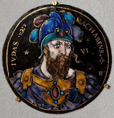Reprezentace Jidáše Machabejského (Makabejského nebo Makabejského), přezdívaného kladivo, nástupce svého otce Matathiase (Mathathias, Mattathias) v čele povstání Židů proti útlaku Seleucidů. Medailon v e-mailu od Limoges of the od French School