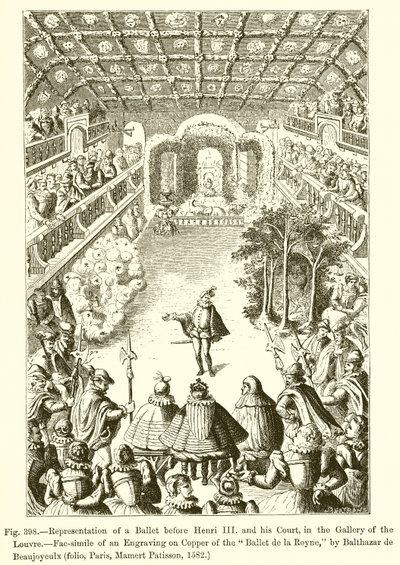Zastoupení baletu před Jindřichem III. a jeho dvorem v galerii Louvre od French School