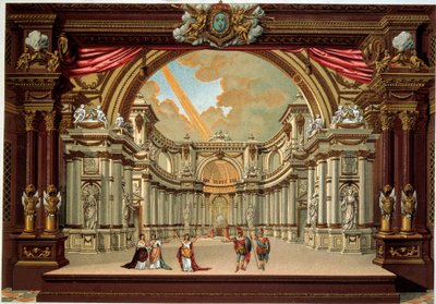 Reprezentace hry Jeana Baptista Poquelin dit Moliere (1622-1673) v divadle zámku ve Versailles. Litografie 19. století. Dekorativní umění, Paříž od French School