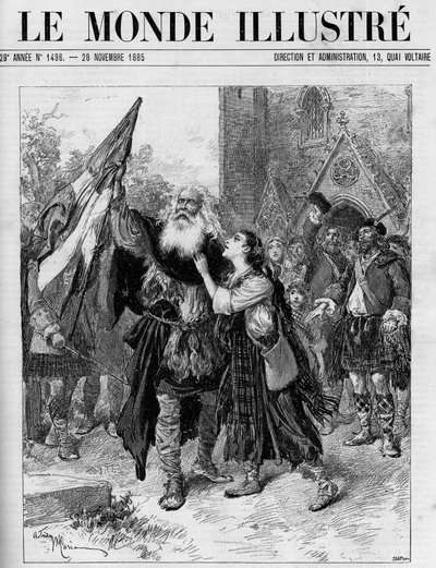Ztvárnění dramatu v pěti dějstvích „Les Jacobites“ od Francoise Coppeeho (1842-1908) v divadle de l