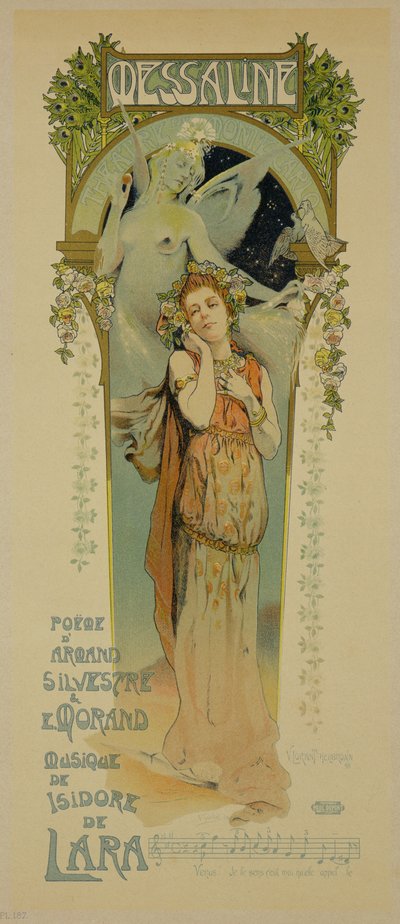 Reprodukce plakátu propagujícího operu Messaline, Casino de Monte Carlo, 1898 od French School