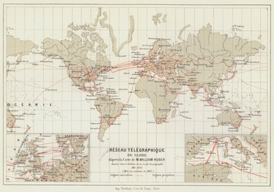 Globe Telegraph Network (barevné lito) od French School