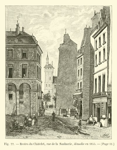 Zbytky Chatelet, rue de la Saulnerie, zničen v roce 1855 od French School