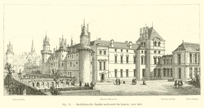 Rekonstrukce severozápadních fasád Louvru, cca 1610 od French School