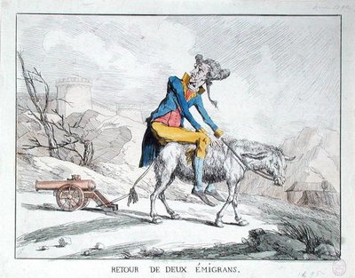 Návrat dvou emigrantů (barevná rytina) od French School