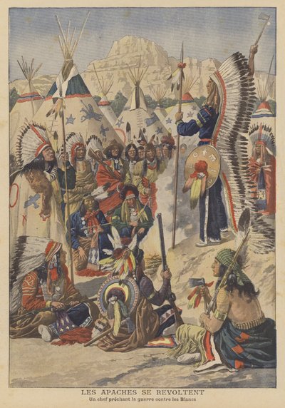Vzpoura Apačů v Arizoně (barevná litografie) od French School