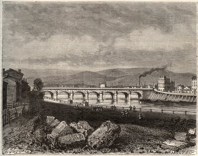 Roanne - Loire, v regionu Rhone-Alpes - rytina v „La France illustrée: geografie, historie, statistická správa“ od V.A. Malt-Brown. 1884 od French School