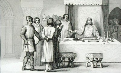 Robert II (970-1031) Pobožný propouští spiklence, z knihy "Histoire de France", vydané kolem roku 1840 (rytina). od French School