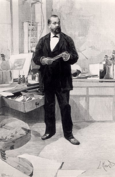 Robert Koch (1843-1910) ve své laboratoři, z Le Monde Illustre, 29. listopadu 1890 od French School