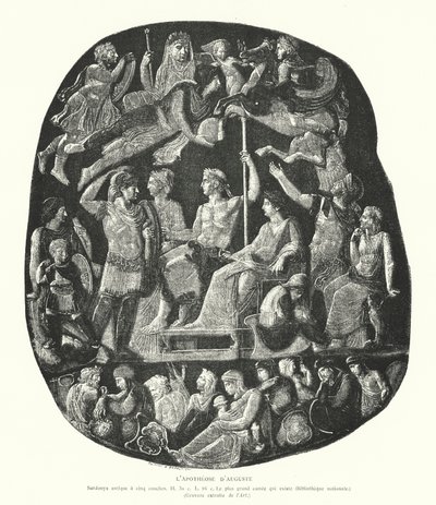 Římské onyxové portréty zobrazující apoteózu císaře Augusta (rytina) od French School
