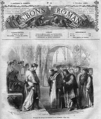 Románový seriál: ““ Notre Dame de Paris”” od Victora Huga (1802-1885). Rytina do „“Dobré románky““ od French School