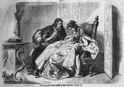 Římský seriál: „Zelené dámy“ od George Sand (Aurore Dupin, Baronne Dudevant) (1804-1876). Rytina do „“Les bons romances““ od French School