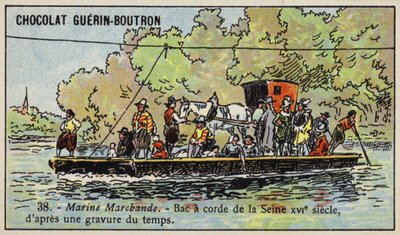 Lanový trajekt přes řeku Seinu, Francie od French School