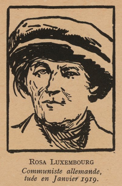 Rosa Luxemburgová, německá komunistická revolucionářka zavražděná Freikorpsem po spartakiádním povstání v lednu 1919 (litografie) od French School