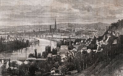Rouen - Seine-Maritime - rytina v „La France illustree: geografie, historie, statistická správa“ od V.A. Sladově hnědá. 1884 od French School