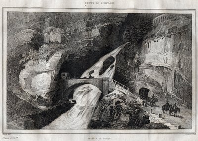 Route du Simplon - Rytina z „“ Malebné Itálie““ od M. de Norvinse, Ch. Nodier 1834-1836. od French School