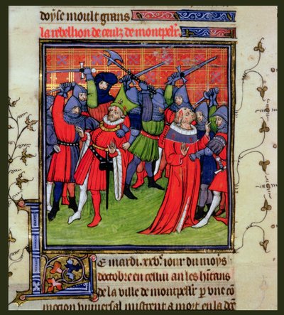 Roy 20 C VII f.212v Revolt at Montpellier od French School