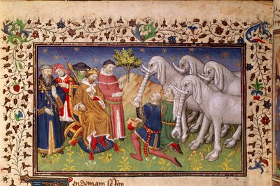 Royal 20 B. XX, fol. 82v, Alexander dostal bílé slony, z 