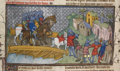 Royal 20 C. VII, f.136v Průchod Seiny, ilustrace z 