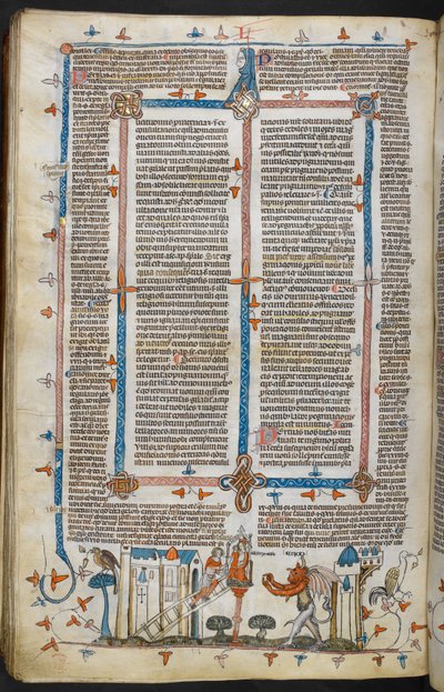 Royal MS 10 E IV, f.209v, Malíř a ďábel, z Decretals of Gregory IX s leskem Bernarda z Parmy (