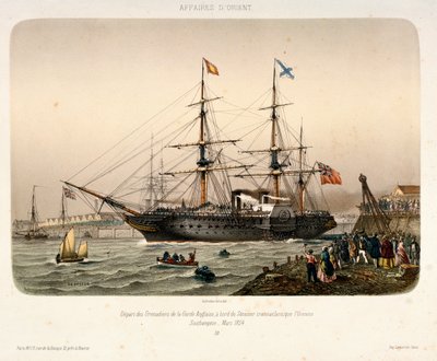 Královský západoindický poštovní parník "Orinoco" opouští Southampton, asi 1854 (litografie) od French School