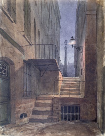 Rue de la Vieille Lanterne, kde se oběsil Gerard de Nerval (1808-55), 25. ledna 1855 (wc na papíře) od French School