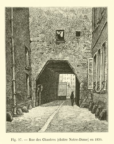 Rue des Chantres, klášter Notre-Dame, v roce 1820 od French School