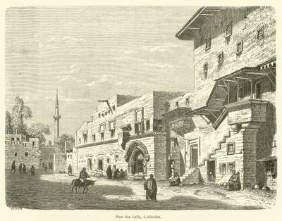 Ulice Židů, na Rhodosu (rytina) od French School