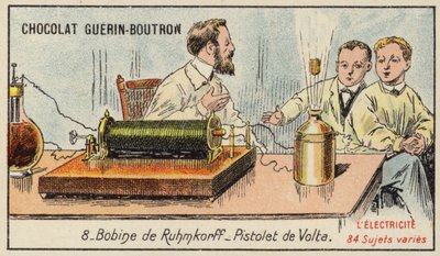 Ruhmkorffova cívka a elektrická pistole Volta od French School