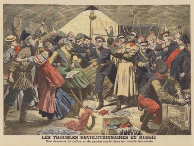 Ruská policie rozbíjí revoluční setkání (barva litho) od French School