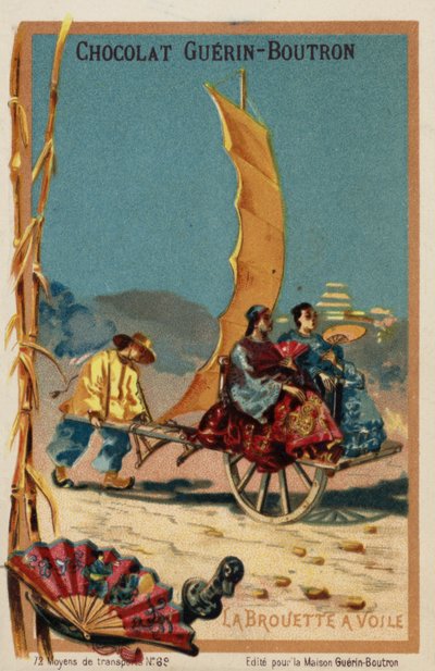 Trakař poháněný plachtou (chromolitho) od French School