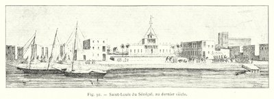 Saint-Louis of Senegal, v minulém století (rytina) od French School