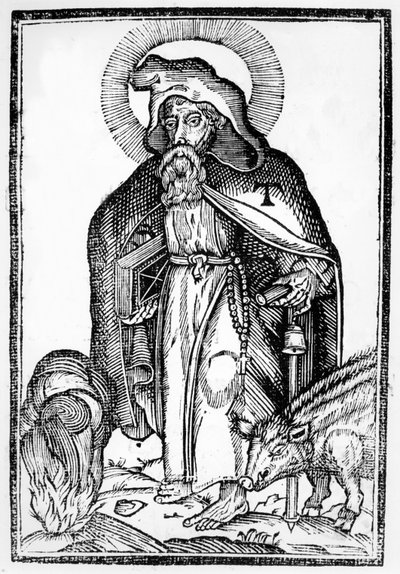 Svatý Antonín Veliký, frontispis z In Symbolicam S. Antonii Magni Imaginem Commentatio od Théophila Raynauda, vydáno 1659 od French School