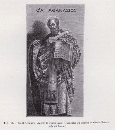Svatý Atanáš; po Dominichino, Obrazy kostela Grotta-Ferrata, poblíž Říma (rytina) od French School