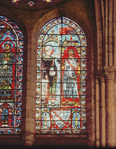 Saint Denis předává oriflamme Klementovi, marekalu de Metz od French School