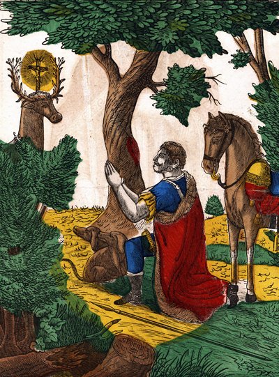 Svatý Hubert. Obrázek Epinal, první polovina 19. století od French School